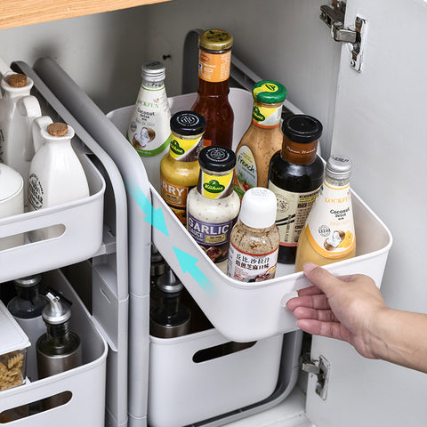 Multi-Purpose Countertop Clutter Storage Rack Cabinet Double-Layer Sli ...