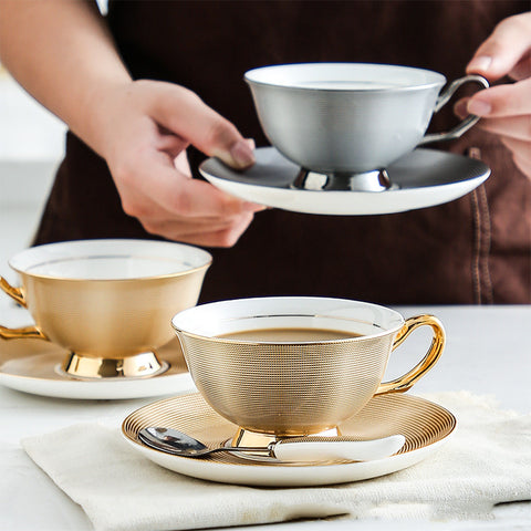 European Creative Phnom Penh Silver Edge Bone China Coffee Ceramic American Afternoon Tea Cup