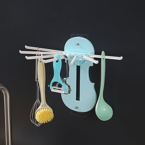 7-in-1 Multifunctional Retractable Wall-mounted Pull-out Rack without Punching Kitchenware Storage Rack Kitchen Accessories
