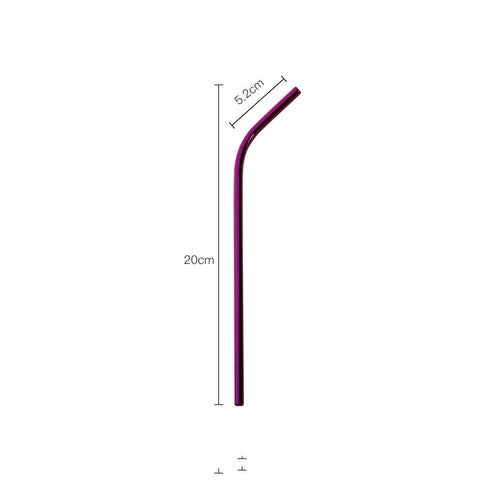 Stainless Steel Straws Titanium-Plated Color Milk Tea Coffee Beverage Metal Straws Set