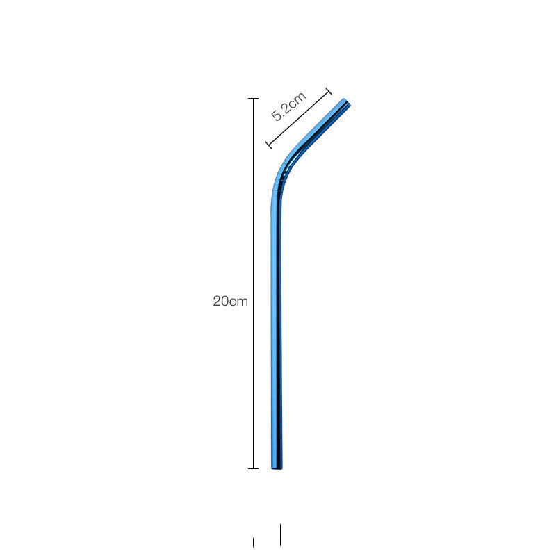 Stainless Steel Straws Titanium-Plated Color Milk Tea Coffee Beverage Metal Straws Set