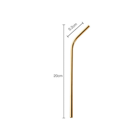 Stainless Steel Straws Titanium-Plated Color Milk Tea Coffee Beverage Metal Straws Set