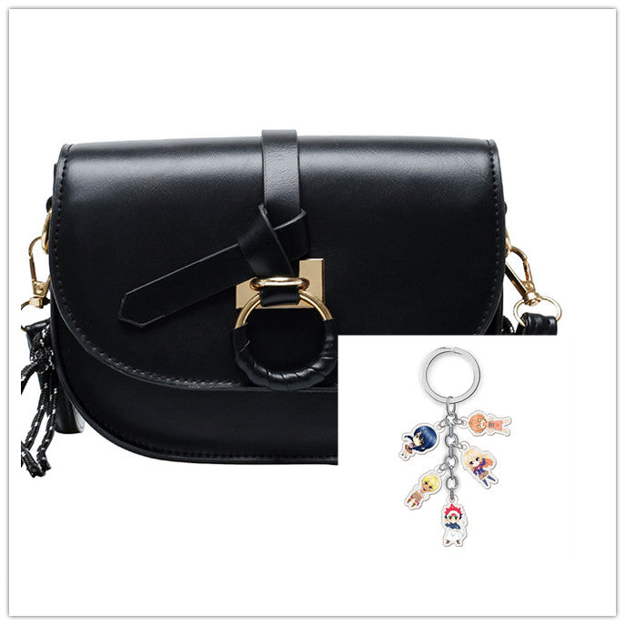 Solid Color Bag Women's Bag Single Shoulder Texture Retro Saddle Bag