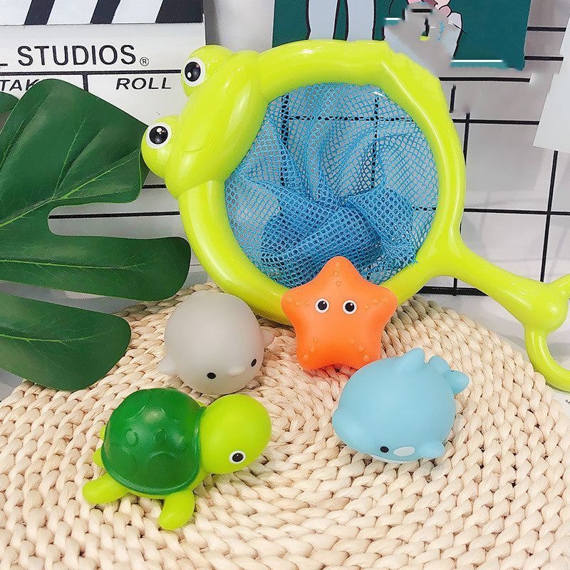 Baby Cute Animals Bath Toy Swimming Water Toys Soft Rubber Float Induction Luminous Frogs Kids Wash Play Funny Gift