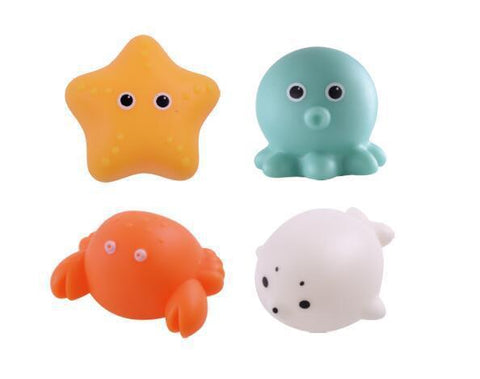 Baby Cute Animals Bath Toy Swimming Water Toys Soft Rubber Float Induction Luminous Frogs Kids Wash Play Funny Gift