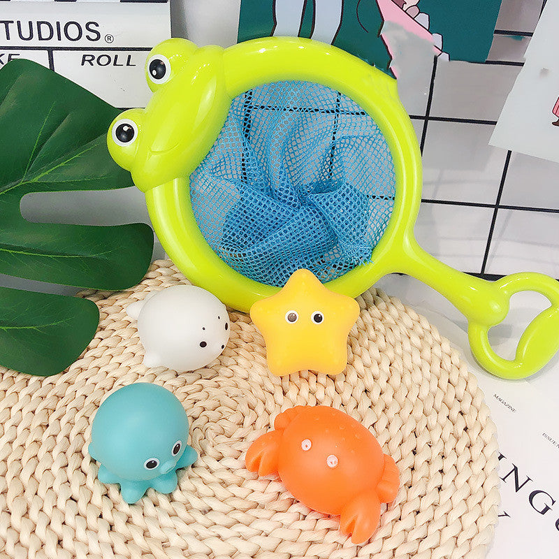 Baby Cute Animals Bath Toy Swimming Water Toys Soft Rubber Float Induction Luminous Frogs Kids Wash Play Funny Gift