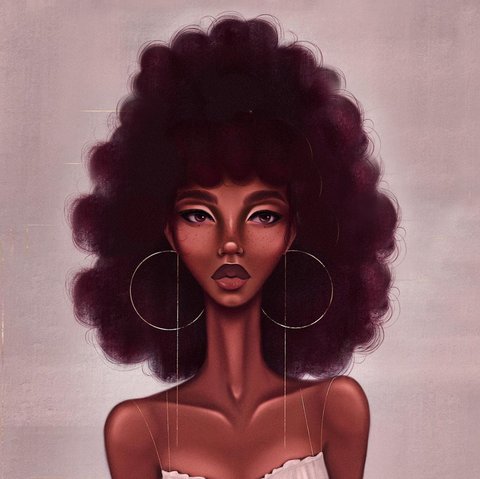 Art Design Graffiti Art Hip Hop African Girl with Black Hair Big Earring with Modern Building Shower Curtain for Bathroom Decor