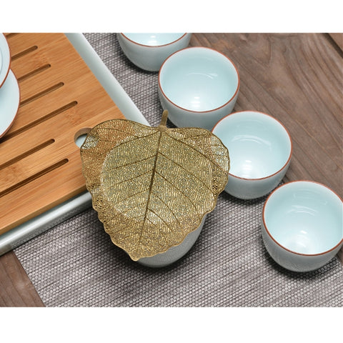 Kung Fu Tea Set, Tea Ceremony Accessories, Copper Silver Tea Strainer, Bodhi Leaf Funnel Strainer, Creative Teacup, Tea, Tea Slip Through The Net