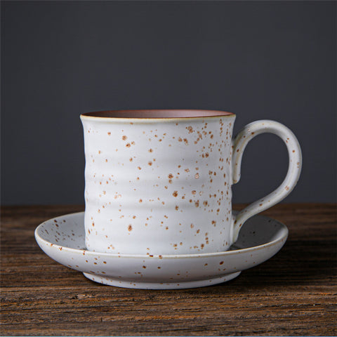 Japanese Retro Ceramic Coffee Cup And Saucer Set Creative Souvenir Cup Afternoon Tea Mug Stoneware Coffee Cup