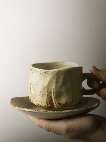 Japanese Retro Coffee Cup With Saucer Simple Ceramic Coffee Cup Handmade Art Cup Stoneware Breakfast Cup Afternoon Tea
