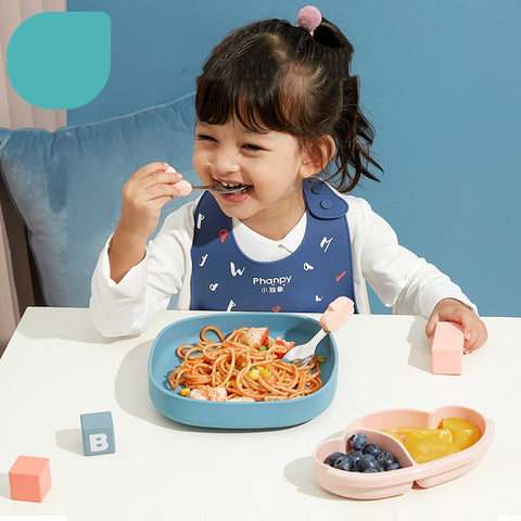 Ins Portable Silicone Sucker Plate Food Self Feeding For Kids Children Stratification Deformable Tableware Dishes Creative Gift