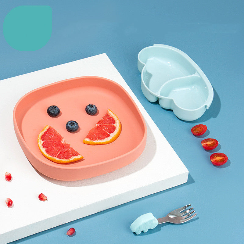 Ins Portable Silicone Sucker Plate Food Self Feeding For Kids Children Stratification Deformable Tableware Dishes Creative Gift
