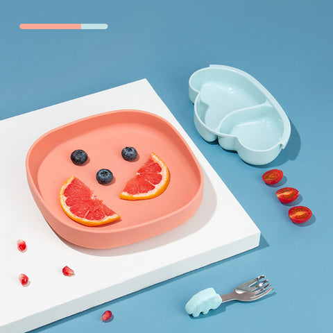Ins Portable Silicone Sucker Plate Food Self Feeding For Kids Children Stratification Deformable Tableware Dishes Creative Gift