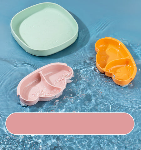 Ins Portable Silicone Sucker Plate Food Self Feeding For Kids Children Stratification Deformable Tableware Dishes Creative Gift