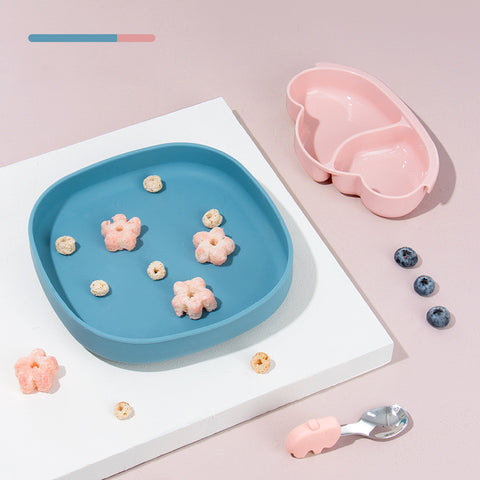 Ins Portable Silicone Sucker Plate Food Self Feeding For Kids Children Stratification Deformable Tableware Dishes Creative Gift