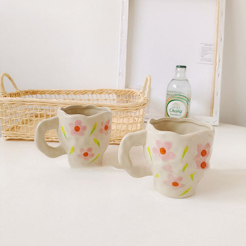 CuteLife Nordic White Flower Ceramic Coffee Cup Kitchen Milk Tea