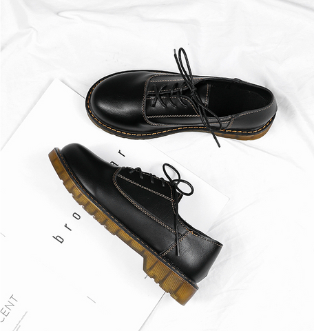 Ins small leather shoes retro British style female black flat children 2021 new soft shoes