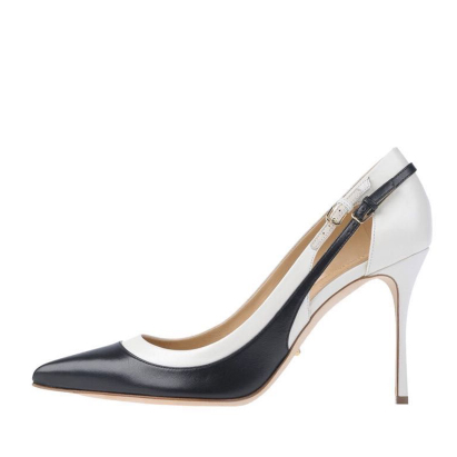 Autumn new color matching pointed high-heeled catwalk shoes female sense shallow mouth night field black work shoes