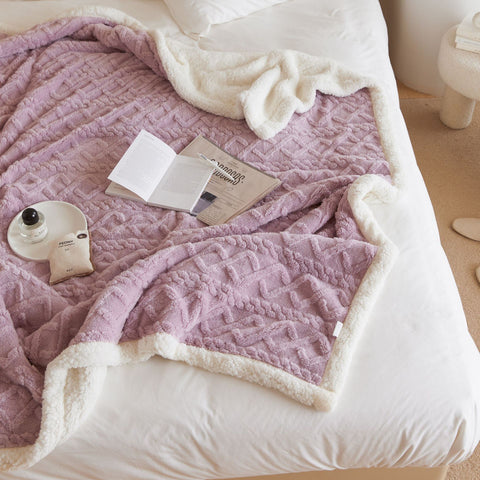Jacquard Cut Flowers Plain Big Sofa Blanket Home Blanket Soft Outfit Matching Blanket
