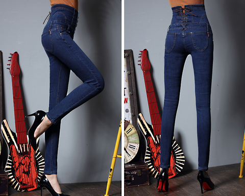 2021 spring new black high waist large size pants Pants small feet jeans slim jeans long pants