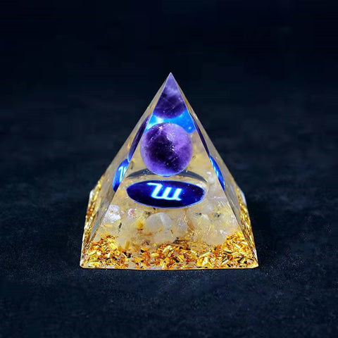 Twelve Constellation Chakra Pyramid Crystal Gravel Bedroom Ornament