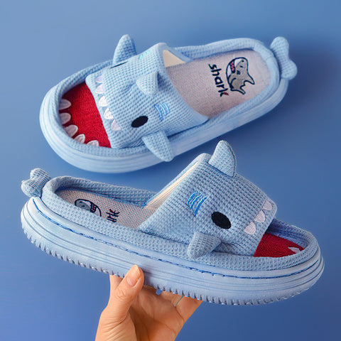 Cute Shark Slippers For Women Cartoon Thick Sole Couples House Shoes Slides