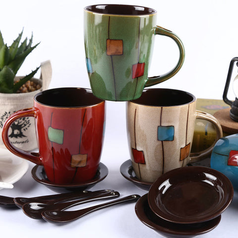 Creative Coffee Cup Milk Cup Mug With Lid Spoon Office Tea Cup