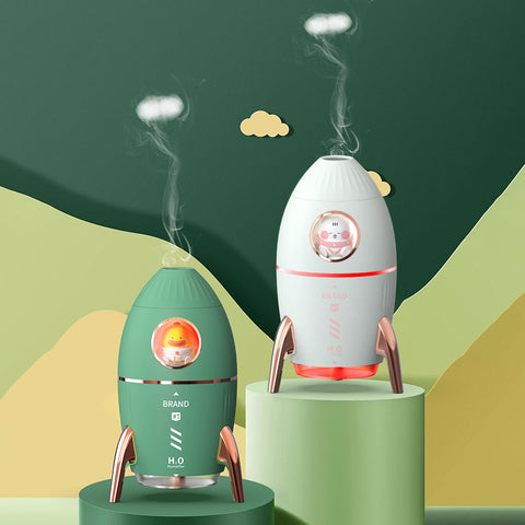 Latest 350ml Cute Kids Rocket Unique 7 Color LED Night Light USB Ultrasonic Cool Mist Diffuser Bedroom Air Humidifier