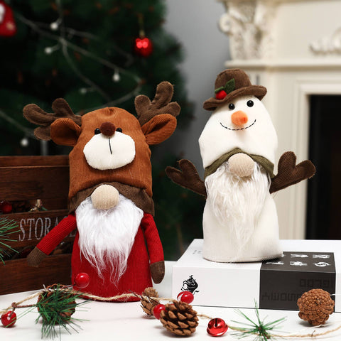 Corduroy Knitted Christmas Gnome Desktop Ornaments Plush Cute Snowman Elf Soft Doll Home Desk Craftwork Bedroom Decor