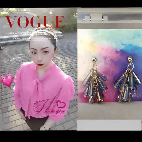 Women's Fashion Short Crystal Earrings Candy-colored Fashion Earrings Baroque Fashion Earrings