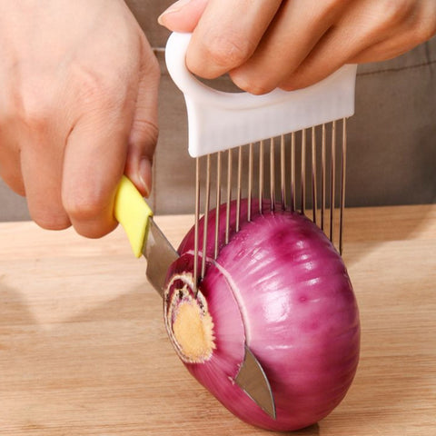Stainless Steel Onion Fruits Vegetable Meat Needle Fork Slicer Tomato Cutter Cutting Holder Kitchen Accessorie Tool