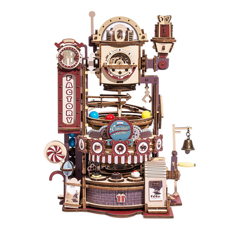 Robotime ROKR DIY Chocolate Factory 3D Wooden Puzzle Assembly Marble Run Toy Gift For Children Teens Adult LGA02
