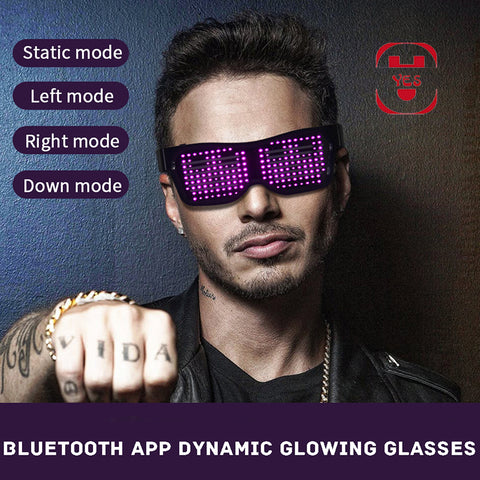 DIY Bluetooth App Control Led Party Glasses Customized Languages USB Charge Flashing Luminous Eyewear Christmas Concert Sunglasses For Women Men