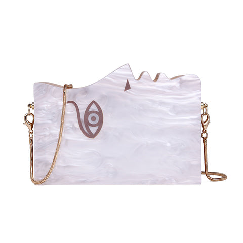 New Unique Design Wooden Acrylic White Evening Bags Fashion Women Ladies Handbags And Purses Luxury Day Clutches