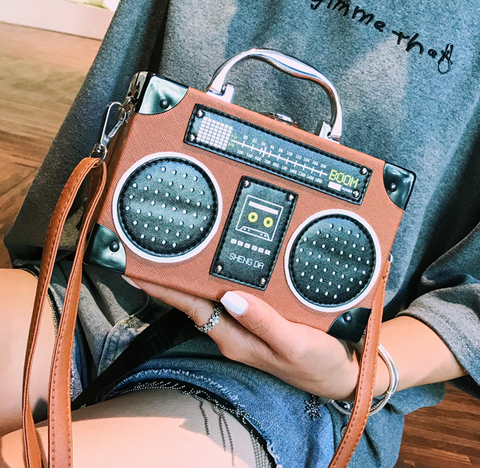 Sequins box bag radio handbag bright surface Harajuku wind Messenger bag