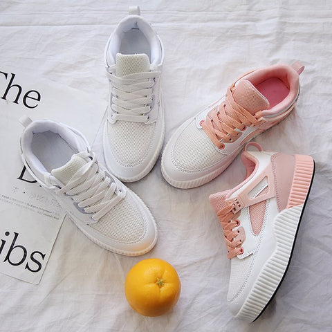 2021 summer new Korean style sneakers round toe mesh breathable small white shoes casual women's shoes