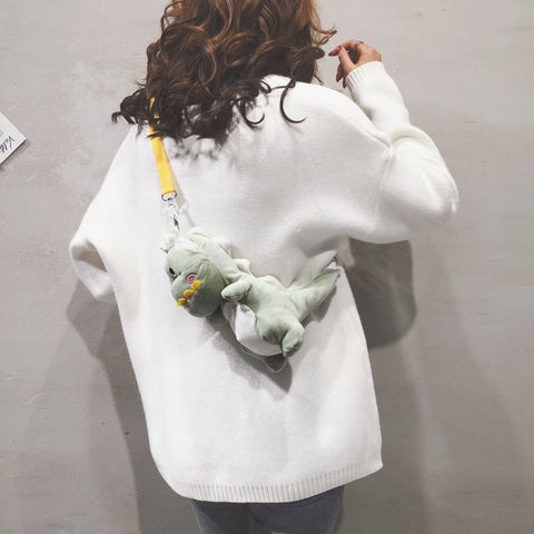 New cartoon cute girl small satchel cute dinosaur toy backpack cross satchel stuffed animal bag female