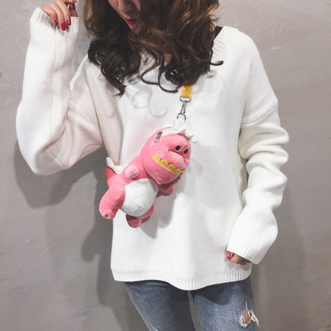 New cartoon cute girl small satchel cute dinosaur toy backpack cross satchel stuffed animal bag female