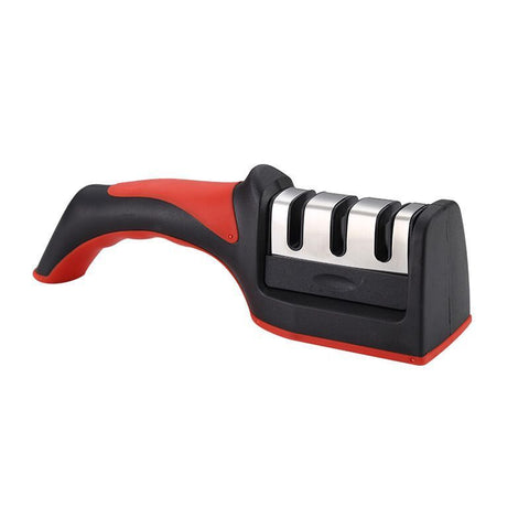 Kitchen 3-Segment Knife Sharpener Household Multi-Functional Hand-Held Three-Purpose Black Sharpening Stone