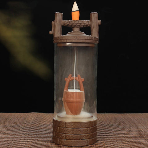Auspicious Dragon Smoke Backflow Incense Burner Glass Cover Ceramic Crafts Teahouse Ornaments