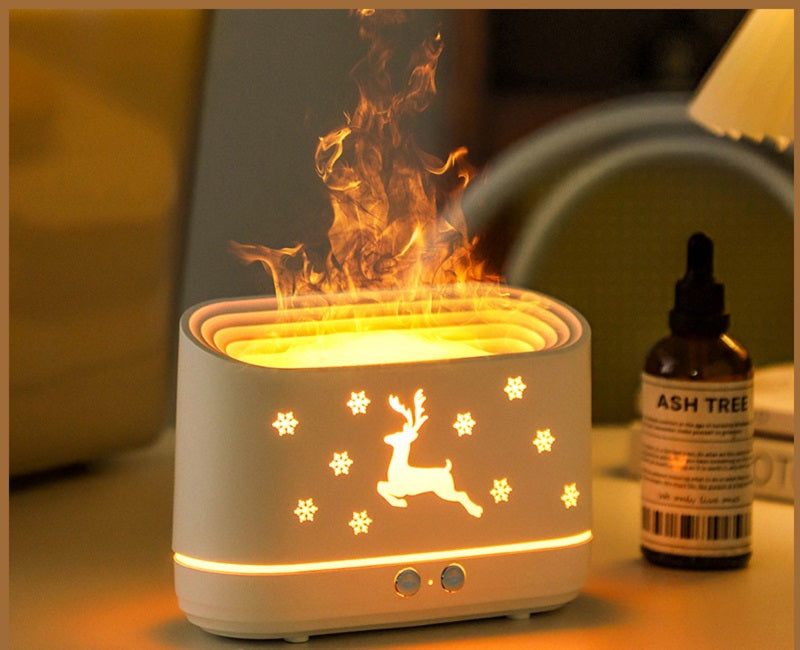 Electric Elk Flame Aroma Diffuser 300ml Mute Household Mini Atmosphere Lamp Christmas Home Decorations