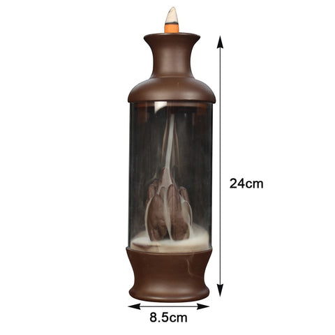 Auspicious Dragon Smoke Backflow Incense Burner Glass Cover Ceramic Crafts Teahouse Ornaments