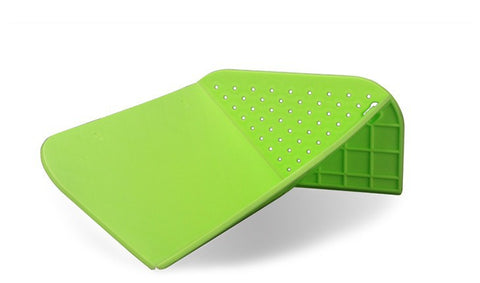 Plastic 2 in 1 Cutting Board and Drainer, Foldable Chopping Mat, with Hanging hole and Safety Lock, Bright Green