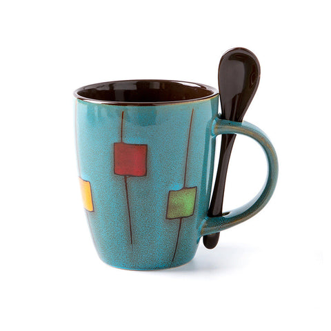 Creative Coffee Cup Milk Cup Mug With Lid Spoon Office Tea Cup