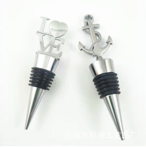 Manufacturer Sells Directly LOVE Ship Anchor Red Wine Stopper Creative Wine Stopper Zinc Alloy Bottle Stopper Fresh-keeping Stopper Christmas Gift