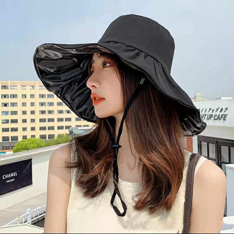 Women's Sunscreen Hat Korean Version Of Black Rubber UV Protection Hat