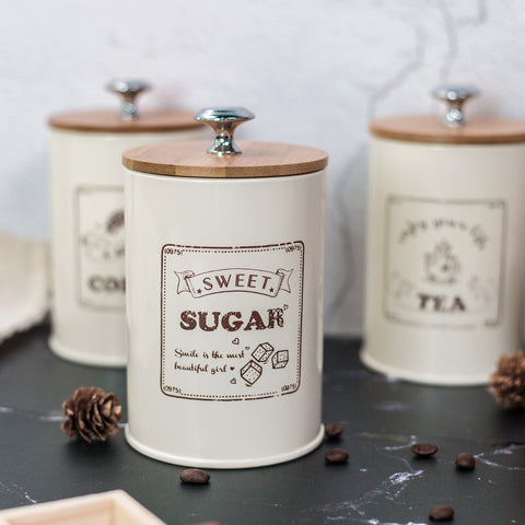 Moisture-Proof Bamboo Lid Coffee Tea Sugar Storage Jar
