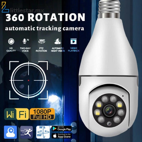 E27 Camera Domestica Inteligente Monitor E27 Lampada Jxlcam App Movimento 4x Zoom Digital Bidirecional Plus Panorama 360