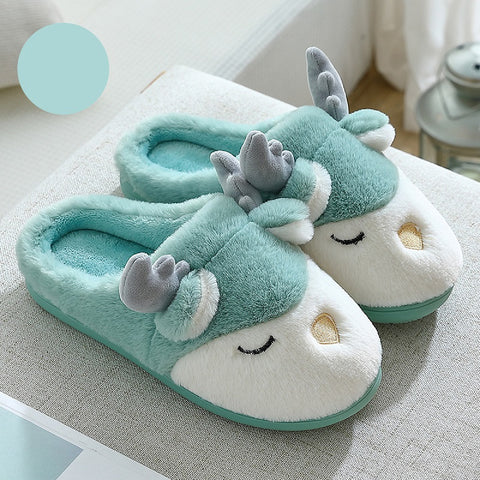 Winter Warm Cartoon Shoes Christmas Home Bedroom Slipper For Women Men