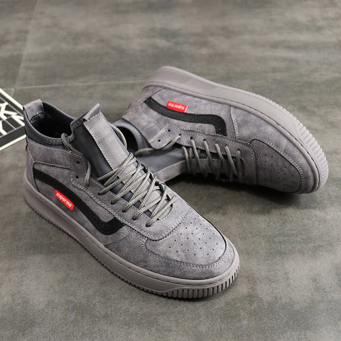 Korean version of the autumn new men's shoes microfiber casual sports shoes thick bottom increased ins super fire high shoes men's booties